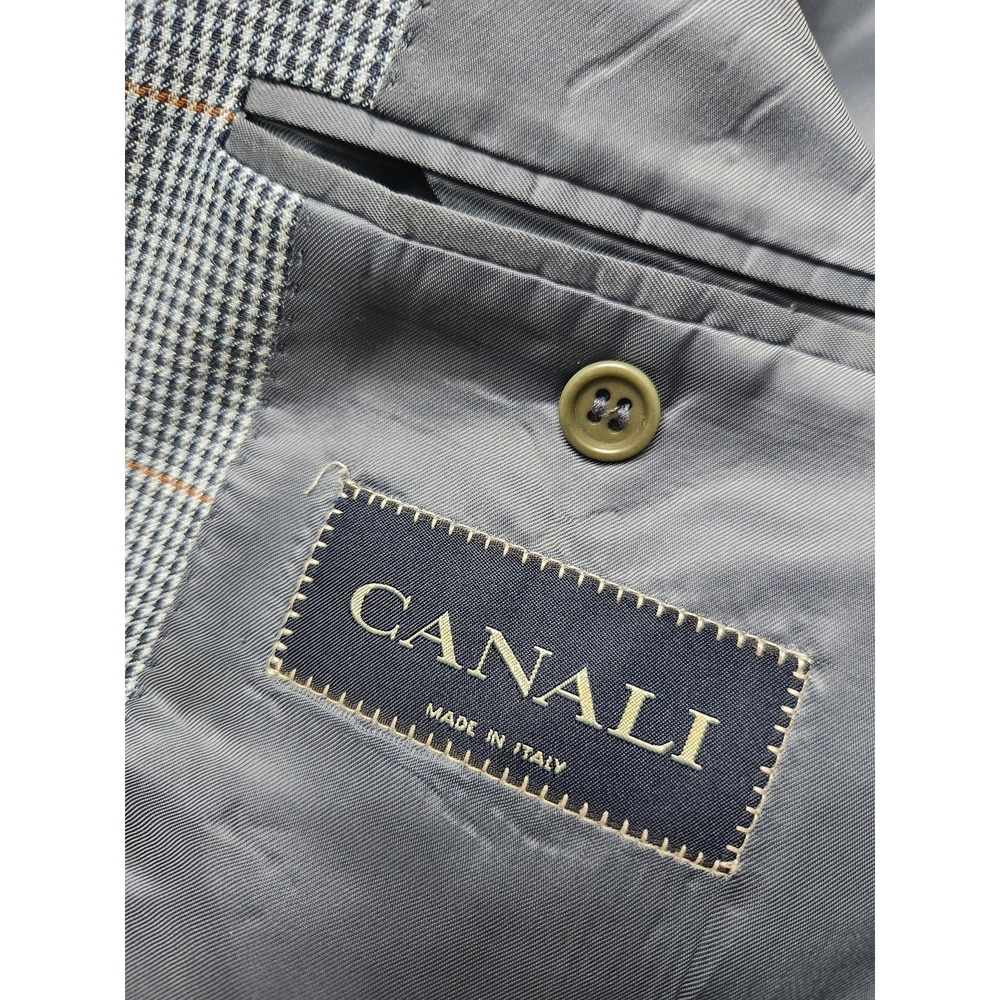 Canali Blazer Mens 54R Blue Plaid Wool Sport Coat Made In Italy Saks Fifth - Picture 12 of 16